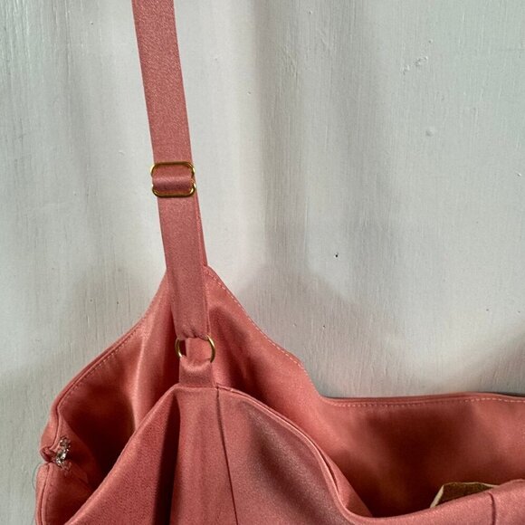 Mestiza New York Pink Satin Floral Appliqué Ruffle Gown Size 8 - Picture 12 of 12